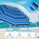 Beach Umbrella 6.5 FT with UPF 50+ Sun Protection & Sand Anchor
