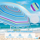 Beach Umbrella 6.5 FT with UPF 50+ Sun Protection & Sand Anchor