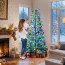 7.5 Feet Artificial Christmas Tree with Branch Tips and Colorful LED Lights