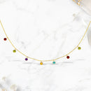 14k Yellow Gold Cable Chain Necklace with Round Multi-Tone Charms