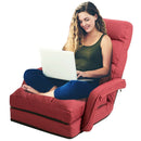 Folding Lazy Floor Chair Sofa with Armrests and Pillow