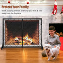 2-Panel Fireplace Screen Folding Metal Fire Place Safety Fence with Magnetic Doors
