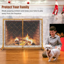 2-Panel Fireplace Screen Folding Metal Fire Place Safety Fence with Magnetic Doors