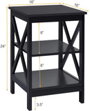 3-Tier X-Design Nightstands with Storage Shelves for Living Room Bedroom