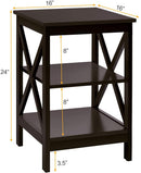 3-Tier X-Design Nightstands with Storage Shelves for Living Room Bedroom