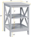 3-Tier X-Design Nightstands with Storage Shelves for Living Room Bedroom