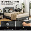 Upholstered Bed Frame with Adjustable Diamond Button Headboard