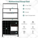 Kitchen Bakers Rack Freestanding Wine Rack Table with Glass Holder and Drawer