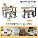 4 Pieces Industrial Dinette Set with Bench and 2 Stools-Oak