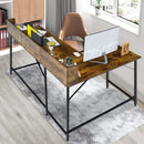5.5 Inch L-shaped Computer Desk with Bookshelf