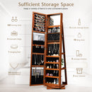 360° Rotatable 2-in-1 Lockable Jewelry Cabinet with Full-Length Mirror