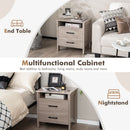 Modern Wood Grain Nightstand with Cable Hole and Open Compartment