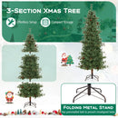 6/7/8 Feet Artificial Christmas Tree Pre-lit Hinged Xmas Tree with Warm White LED Lights and Pine Cones