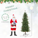 6/7/8 Feet Artificial Christmas Tree Pre-lit Hinged Xmas Tree with Warm White LED Lights and Pine Cones
