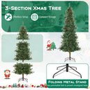 6/7/8 Feet Artificial Christmas Tree Pre-lit Hinged Xmas Tree with Warm White LED Lights and Pine Cones