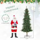 6/7/8 Feet Artificial Christmas Tree Pre-lit Hinged Xmas Tree with Warm White LED Lights and Pine Cones