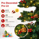 6/7 FT Pre-Lit Artificial Christmas Tree Spiral Holiday Tree with 612/791 Branch Tips and 8 Modes