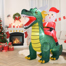 6.7 Feet Christmas Inflatable Santa Claus Ride on Dinosaur with Built-in LED Lights