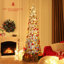 6/7 Feet Snow-flocked Artificial Christmas Tree with 220/290 Warm White LED Lights