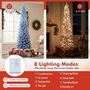 6/7 Feet Snow-flocked Artificial Christmas Tree with 220/290 Warm White LED Lights