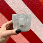 Small Face Pot | Decorative Cement Planter | 3" x 2.5"