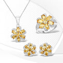 7.92 Carat Genuine Citrine and White Topaz .925 Sterling Silver 3 Piece Jewelry Set (Ring, Earrings, and Pendant w/ Chain)