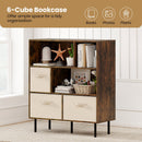 6-Cube Bookshelf with 3 Removable Folding Fabric Drawers for Living Room
