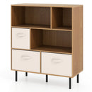 6-Cube Bookshelf with 3 Removable Folding Fabric Drawers for Living Room
