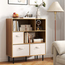 6-Cube Bookshelf with 3 Removable Folding Fabric Drawers for Living Room