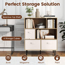 6-Cube Bookshelf with 3 Removable Folding Fabric Drawers for Living Room