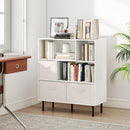 6-Cube Bookshelf with 3 Removable Folding Fabric Drawers for Living Room