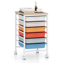6-Drawer Rolling Storage Cart with Wooden Tabletop