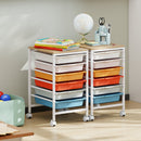 6-Drawer Rolling Storage Cart with Wooden Tabletop