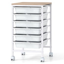 6-Drawer Rolling Storage Cart with Wooden Tabletop