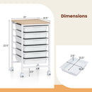 6-Drawer Rolling Storage Cart with Wooden Tabletop