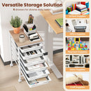 6-Drawer Rolling Storage Cart with Wooden Tabletop