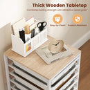 6-Drawer Rolling Storage Cart with Wooden Tabletop
