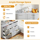 6 Drawer Storage Cabinet with Metal Legs Handles with Anti-Toppling Devices-Grey