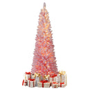 6 FTSnow-flocked Artificial Pink Christmas Tree Pre-lit Hinged Xmas Tree for Holiday Decoration