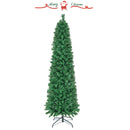 5/6/7/8 FT Pre-Lit Christmas Pencil Tree with Colorful Fiber Optics Green
