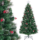 5/6/7 Feet Artificial Christmas Tree with Red Berries and Kerosene Lamps