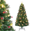 5/6/7 Feet Artificial Christmas Tree with Red Berries and Kerosene Lamps