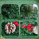 5/6/7 Feet Artificial Christmas Tree with Red Berries and Kerosene Lamps