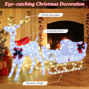 6 Feet Christmas Lighted Reindeer and Santa's Sleigh Decoration with 4 Stakes