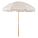 6 Feet Patio Umbrella with Fringe with Push Button Tilt and Wood Pole