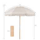 6 Feet Patio Umbrella with Fringe with Push Button Tilt and Wood Pole
