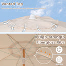 6 Feet Patio Umbrella with Fringe with Push Button Tilt and Wood Pole
