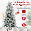 7 Feet Snow-flocked Artificial Christmas Tree Pre-lit Hinged Xmas Tree with Warm White LED Lights