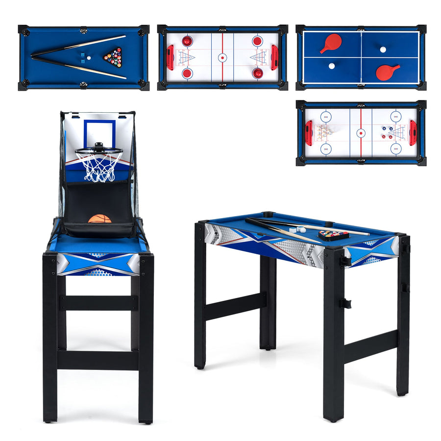 6-In-1 Combo Game Table with Basketball Billiards Ping Pong Hockey Shuffleboard