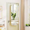 6 LEDs Mirror Jewelry Cabinet Wall or Door Mounted Lockable Jewelry Organizer-White
